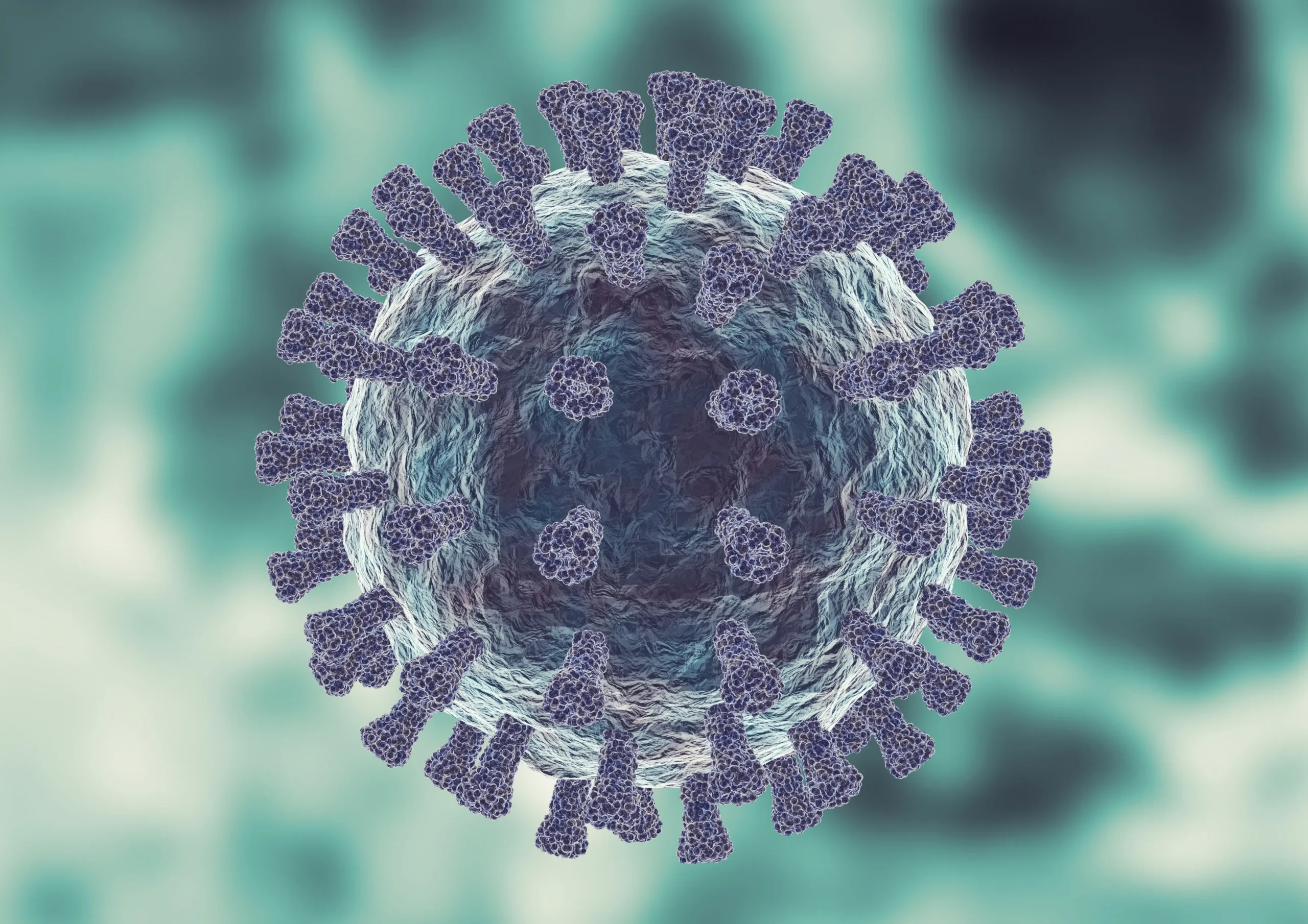 Virus de la influenza bajo microscopio - investigación científica de vacunas